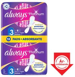 Always Platinum Day & Night Szárnyas Egészségügyi Betét, 12 db - bevasarlas