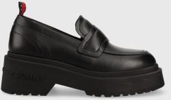Tommy Jeans bőr mokaszin TJW AVA LOAFER fekete, női, platformos, EN0EN02218 - fekete Női 41