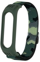 Xiaomi Mi Band 3 / Mi Band 4 / Mi Band 5 / Mi Band 6, textíl pótszíj, állítható, terep minta, sötétzöld