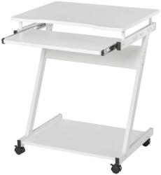 art Birou calculator, pe roti, metal, pal, cu raft tastatura, alb, max 30 kg, 60x48x73 cm GartenVIP DiyLine (AR076644) - eurostoc - 340,57 RON