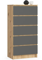 AKORD AKORD CLP Artisan Tölgy Fiókos Komód Szürke Matt 5-Fiókos (AKO-OP0LK-6ARTSZAR004)