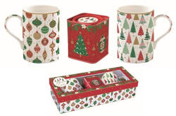 Easy Life Porcelánbögre 350ml, 2db+fémdoboz 7, 5x7, 5x9cm, ajándékszett dobozban, Jingle Bells, Atmosphere (1497JING)