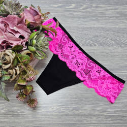 Turbó Csipkés tanga fekete-pink XL 76442