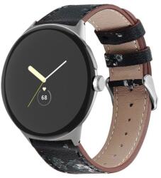  LEATHER Bőrszíj Google Pixel-hoz Watch3 45mm WHITE FLOWER