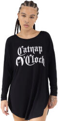 KILLSTAR Tricou de damă cu mâneci lungi (pijamale) KILLSTAR - Catnap - Negru - KSRA011857