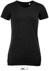 SOL'S Női MILLENIUM kereknyakú rövid ujjú sztreccs póló, SOL'S SO02946, Deep Black-S (so02946dbl-s)