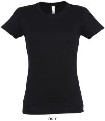 SOL'S Női IMPERIAL környakú rövid ujjú pamut póló, SOL'S SO11502, Deep Black-XL (so11502dbl-xl)