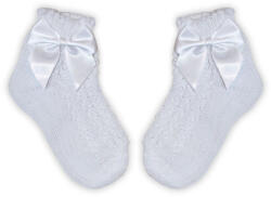  Baba zokni kislányoknak horgolt felsőrésszel - masni díszítéssel (NC345F_feher_16-17)