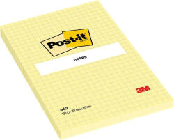 3M Öntapadó jegyzettömb, 102x152 mm, 100 lap, kockás, 3M POSTIT, sárga (7100172739) - iroszer24