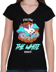 printfashion follow - Női V-nyakú póló - Fekete (10428701)