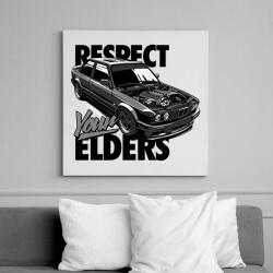 printfashion BMW E30 RESPECT YOUR ELDERS - Vászonkép - Fehér (15301689)