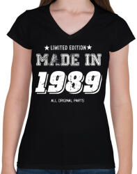 printfashion 1989 - Női V-nyakú póló - Fekete (4052357)