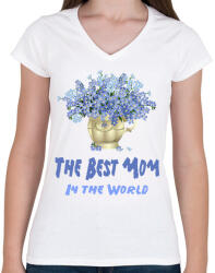 printfashion the best mom - Női V-nyakú póló - Fehér (15850677)