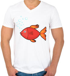 printfashion Halacska - Férfi V-nyakú póló - Fehér (12220387)