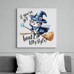printfashion Hallowen kitty style - Vászonkép - Fehér (16589784)