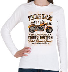 printfashion 1979-es Vintage Classic Turbo Edition motorkerékpár - Női hosszú ujjú póló - Fehér (4633950)