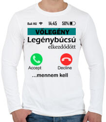 printfashion legénybúcsú telefonos vőlegény - Férfi hosszú ujjú póló - Fehér (6344072)