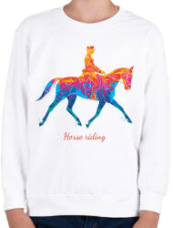 printfashion Horse riding - Színes - Gyerek pulóver - Fehér (6320492)