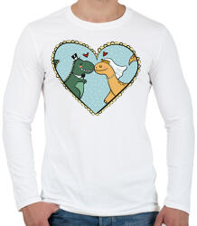 printfashion Szerelmes dínók - Férfi hosszú ujjú póló - Fehér (12006618)