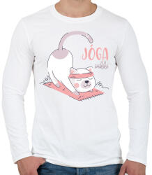 printfashion Jóga örökké - Cicás - Férfi hosszú ujjú póló - Fehér (6871593)