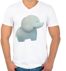printfashion Cuki elefánt - Férfi V-nyakú póló - Fehér (4173104)