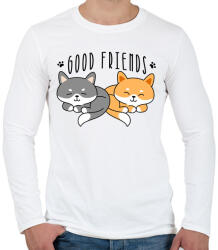 printfashion Cica barátok - Férfi hosszú ujjú póló - Fehér (4789558)