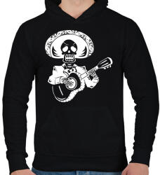printfashion Gitáros csontváz - Férfi kapucnis pulóver - Fekete (1868491)