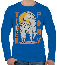 printfashion Tigris póni - zebra - Férfi hosszú ujjú póló - Királykék (5625935)