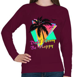 printfashion Don't worry, be happy - Női pulóver - Bordó (2232584)