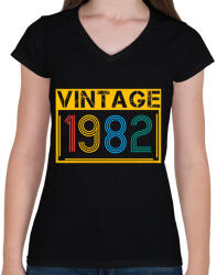 printfashion 1982 - Női V-nyakú póló - Fekete (13130703)