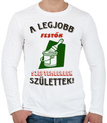 printfashion Festő szülinapja szeptember színes - Férfi hosszú ujjú póló - Fehér (5476468)