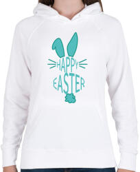 printfashion Happy Easter - Nyúllal - Női kapucnis pulóver - Fehér (6331015)