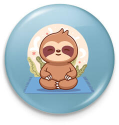 printfashion Lajhár jóga - Kitűző, hűtőmágnes - Világoskék (14518088)