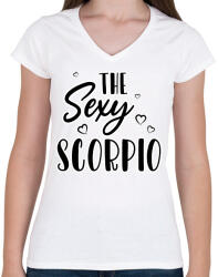 printfashion A sexy skorpió - Női V-nyakú póló - Fehér (8520164)