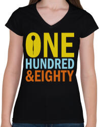 printfashion 180 - darts - Női V-nyakú póló - Fekete (11740292)