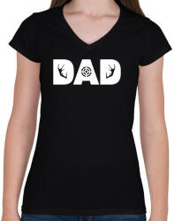 printfashion Hunter Dad - Női V-nyakú póló - Fekete (1640107)