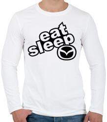 printfashion Eat Sleep Mazda - Férfi hosszú ujjú póló - Fehér (2243985)
