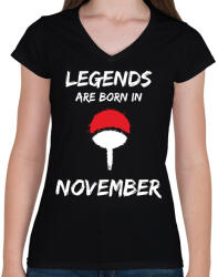 printfashion Naruto szülinap - November - Női V-nyakú póló - Fekete (2699309)