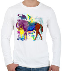 printfashion Színes paripa - Férfi hosszú ujjú póló - Fehér (50583)