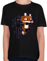 printfashion Enderman rókával - Gyerek póló - Fekete (14307172)