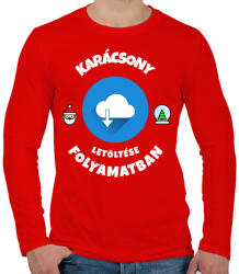 printfashion KARÁCSONY LETÖLTÉSE FOLYAMATBAN - Férfi hosszú ujjú póló - Piros (10750095)