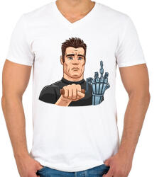 printfashion Arnold F*CKing Schwarzenegger - Férfi V-nyakú póló - Fehér (2389292)