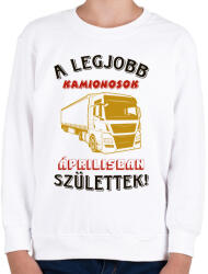 printfashion Kamionos szülinapja április - Gyerek pulóver - Fehér (5693713)