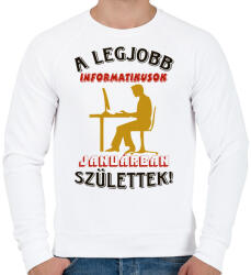 printfashion Informatikus férfi szülinapja január - Férfi pulóver - Fehér (5615431)