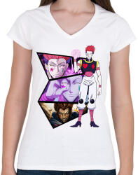 printfashion Hisoka - Hunter x Hunter - Női V-nyakú póló - Fehér (7209603)