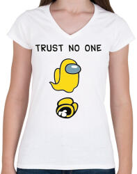 printfashion Among us Trust no one - Női V-nyakú póló - Fehér (4141234)