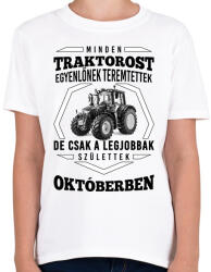 printfashion TRAKTOROS SZÜLINAP - Október - Gyerek póló - Fehér (2645742)