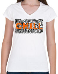 printfashion Narancs CHILL - Női V-nyakú póló - Fehér (13909598)