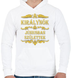 printfashion A királynők júniusban születtek - Férfi kapucnis pulóver - Fehér (1925981)