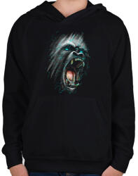 printfashion Dühöngő majom - Gyerek kapucnis pulóver - Fekete (367477)